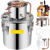 Alcohol Still 3Gal/12L Stainless Steel Alcohol Distiller Copper Tube Home Brewing Kit Build-in Thermometer for DIY Whisky Wine Brandy, Silver